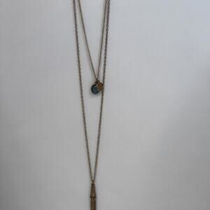 Forever 21 Antique Gold Charms Necklace With Tassel & Charms!